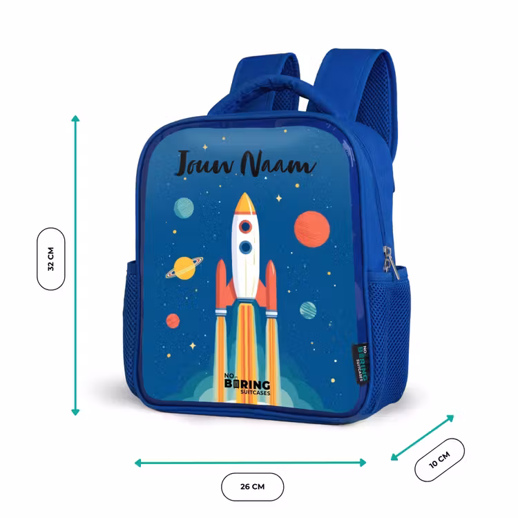 Rugzak kind met naam - Blauw Raket - Planeet - Sterren - Veelkleurig — 5