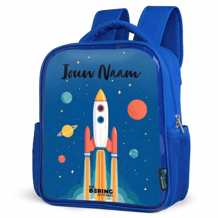 Rugzak kind met naam - Blauw Raket - Planeet - Sterren - Veelkleurig — 7