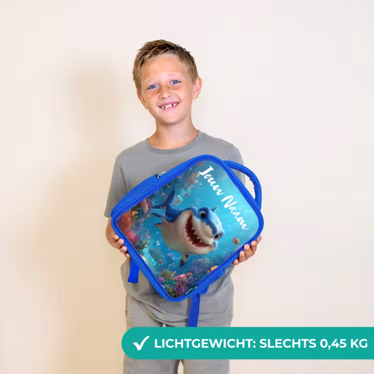 Rugzak kind met naam - Blauw Rif - Koraal - Haai - Dier — 2