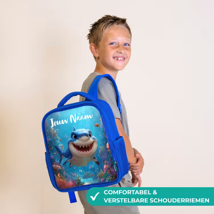 Rugzak kind met naam - Blauw Rif - Koraal - Haai - Dier — 4
