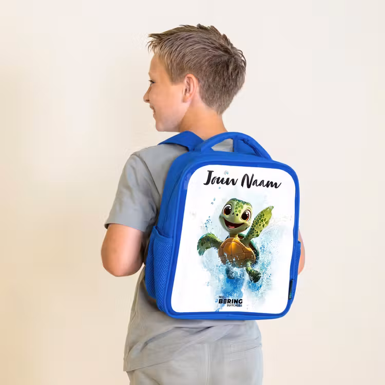 Rugzak kind met naam - Blauw Schildpad - Water - Groen — 3