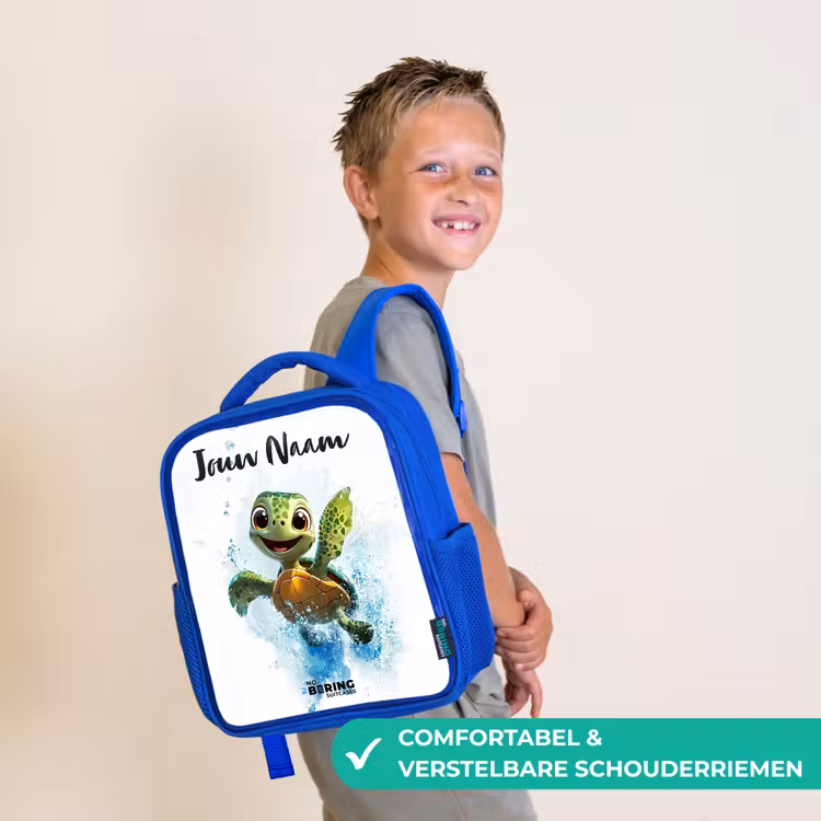 Rugzak kind met naam - Blauw Schildpad - Water - Groen — 4