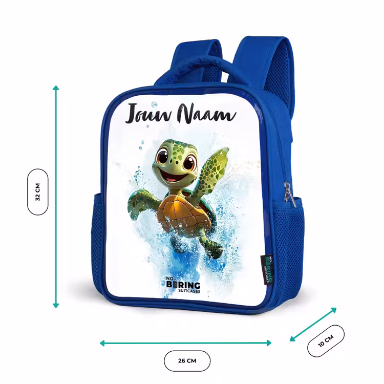 Rugzak kind met naam - Blauw Schildpad - Water - Groen — 5