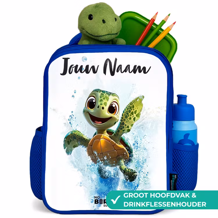 Rugzak kind met naam - Blauw Schildpad - Water - Groen — 6