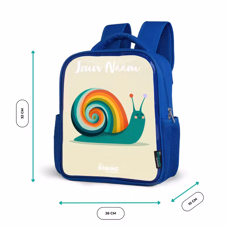 Rugzak kind met naam - Blauw Slak - Regenboog - Kleurrijk — 5