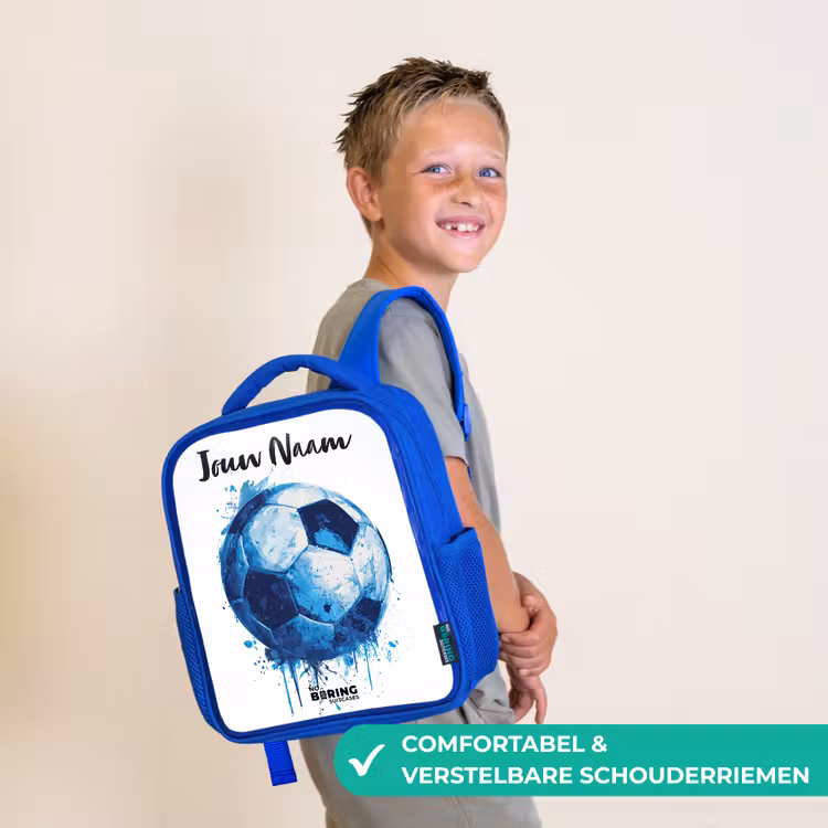Rugzak kind met naam - Blauw Voetbalvibes - Inktspatten - Blauw — 4