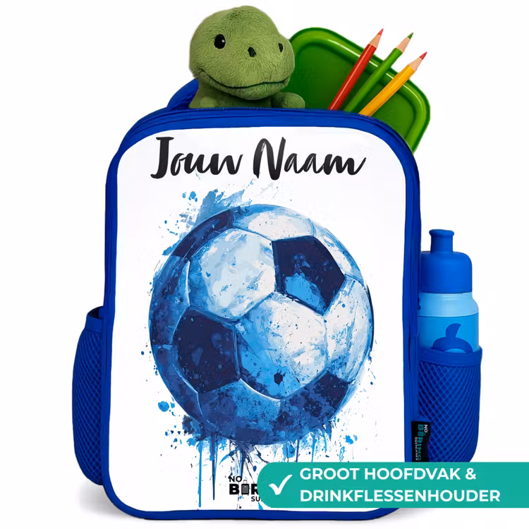 Rugzak kind met naam - Blauw Voetbalvibes - Inktspatten - Blauw — 6