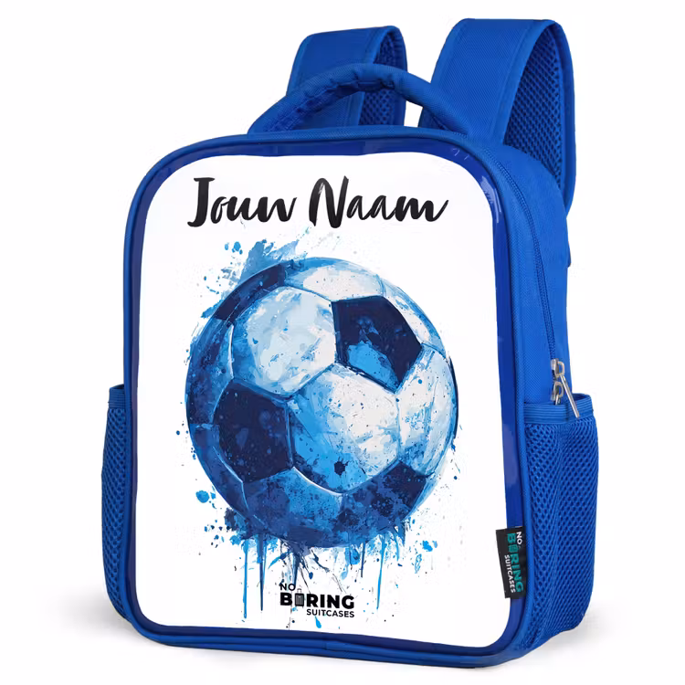 Rugzak kind met naam - Blauw Voetbalvibes - Inktspatten - Blauw — 7
