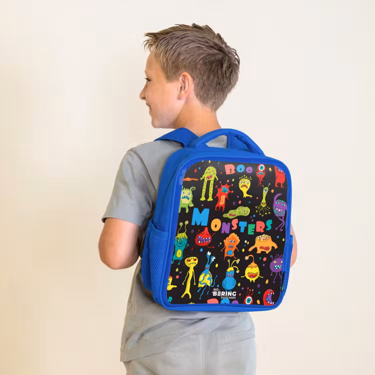 Rugzak kind - Blauw - Patroon van monsters — 3