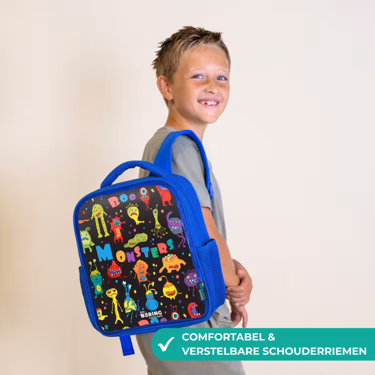Rugzak kind - Blauw - Patroon van monsters — 4
