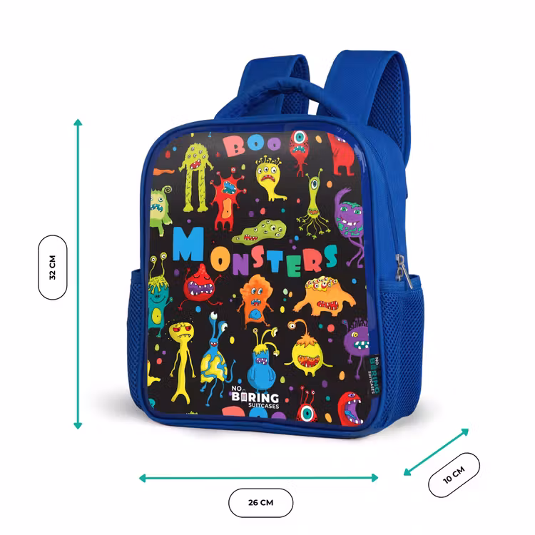 Rugzak kind - Blauw - Patroon van monsters — 5