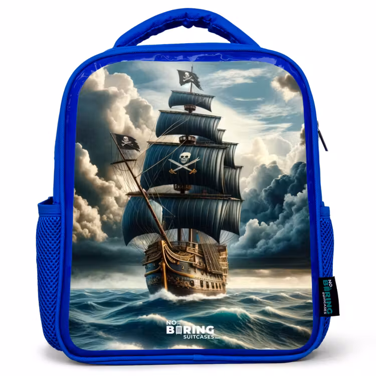 Rugzak kind - Blauw - Piratenschip op een woeste zee — 1