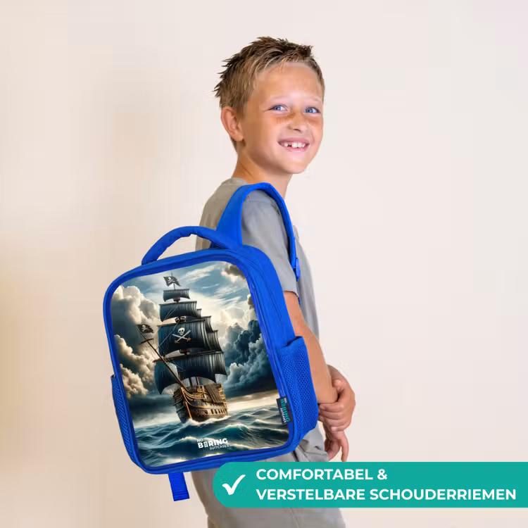 Rugzak kind - Blauw - Piratenschip op een woeste zee — 4