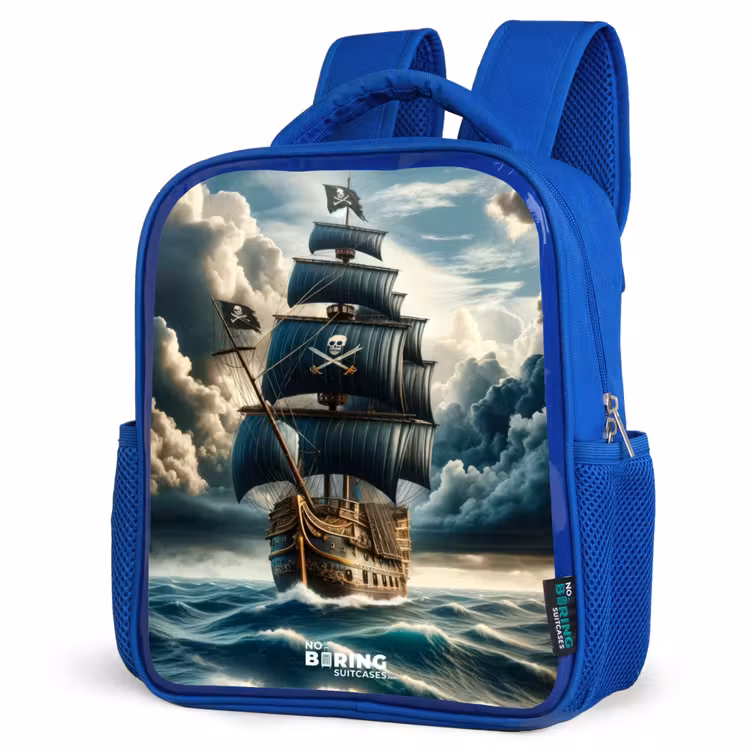 Rugzak kind - Blauw - Piratenschip op een woeste zee — 7
