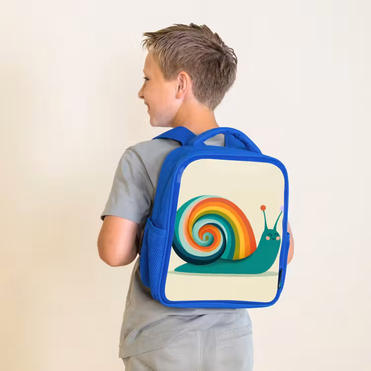 Rugzak kind - Blauw - Slak - Regenboogschild - Groen — 3