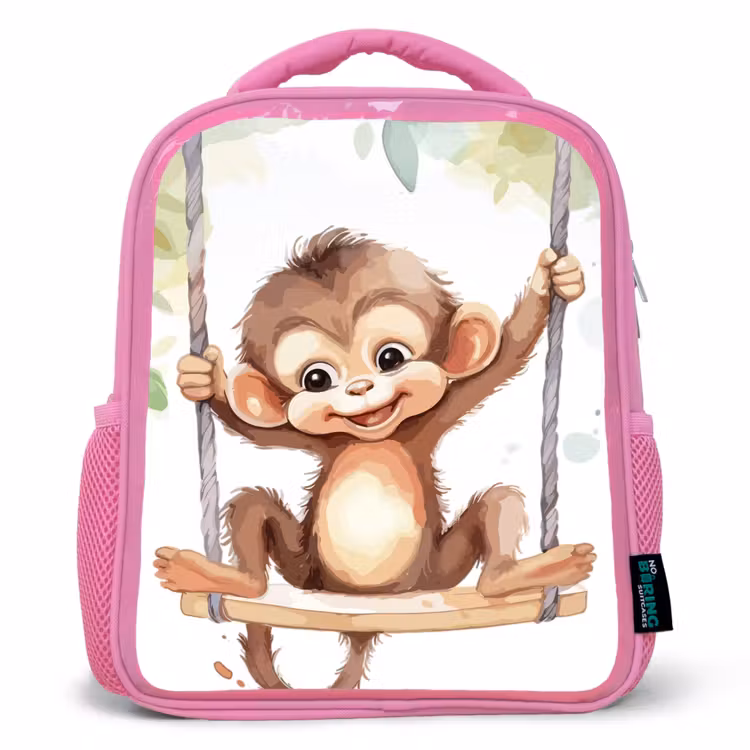 Rugzak kind - Roze - Aap - Dier - Kinderen - Jungle — 1