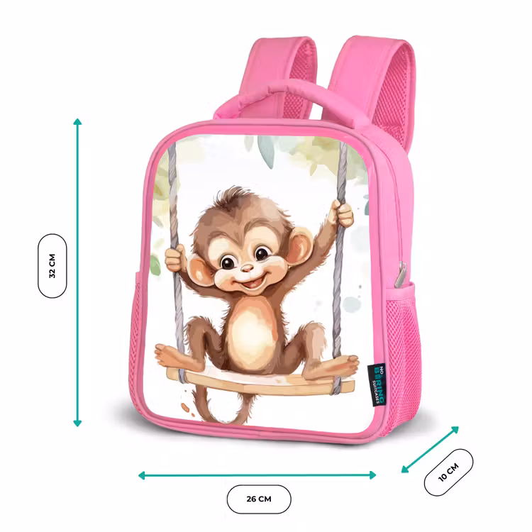 Rugzak kind - Roze - Aap - Dier - Kinderen - Jungle — 3
