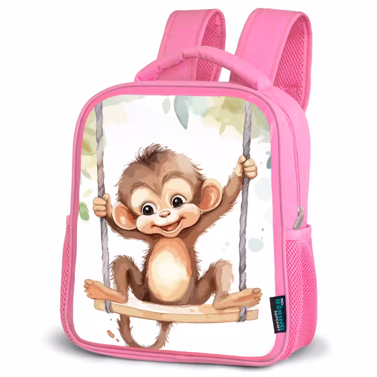 Rugzak kind - Roze - Aap - Dier - Kinderen - Jungle — 4