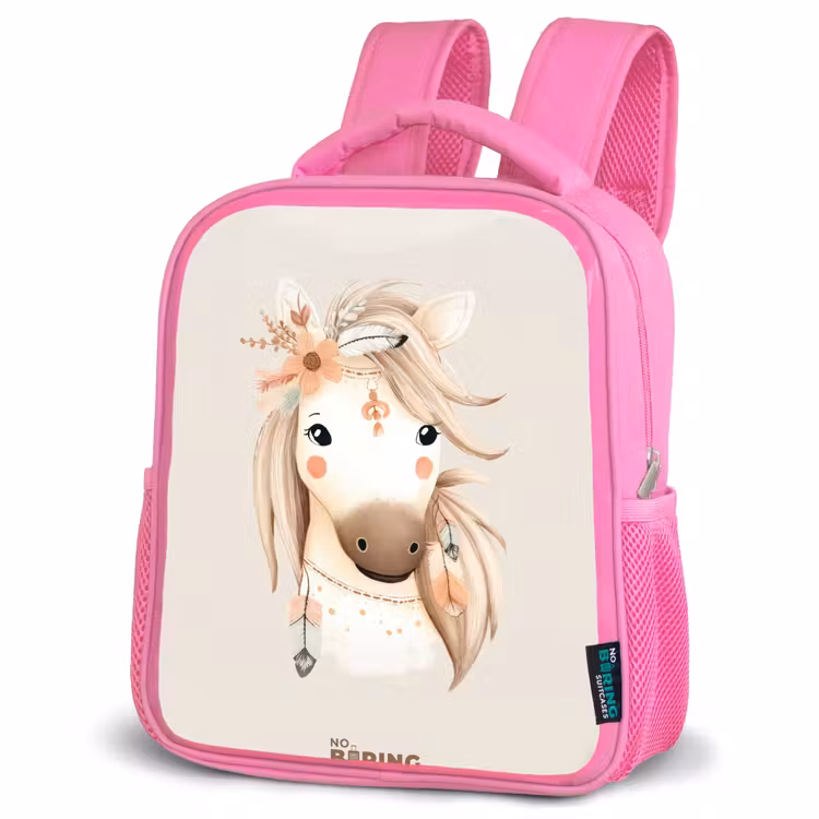 Rugzak kind - Roze - Bohemian paard in pastel kleuren — 4
