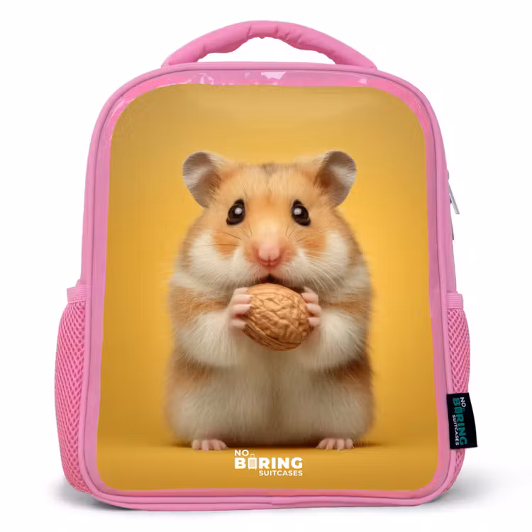 Rugzak kind met naam - Roze Hamster - Walnoot - Dier — 1