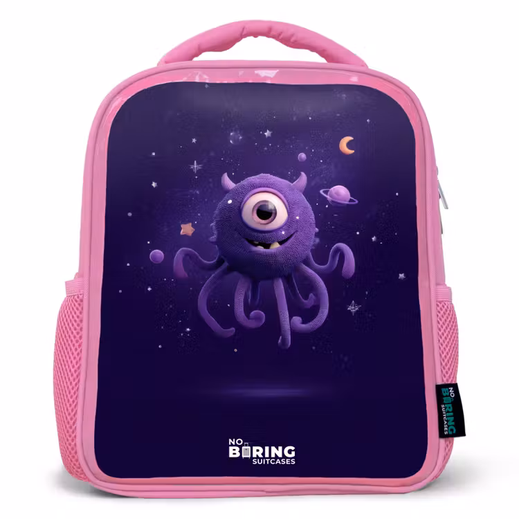 Rugzak kind met naam - Roze Kosmisch tentakelmonster — 1