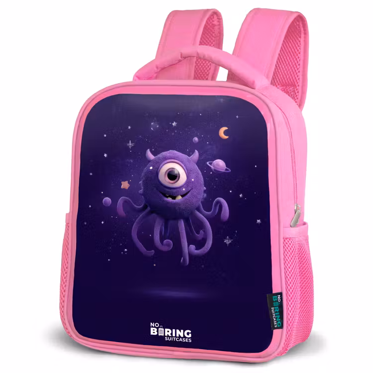 Rugzak kind met naam - Roze Kosmisch tentakelmonster — 4