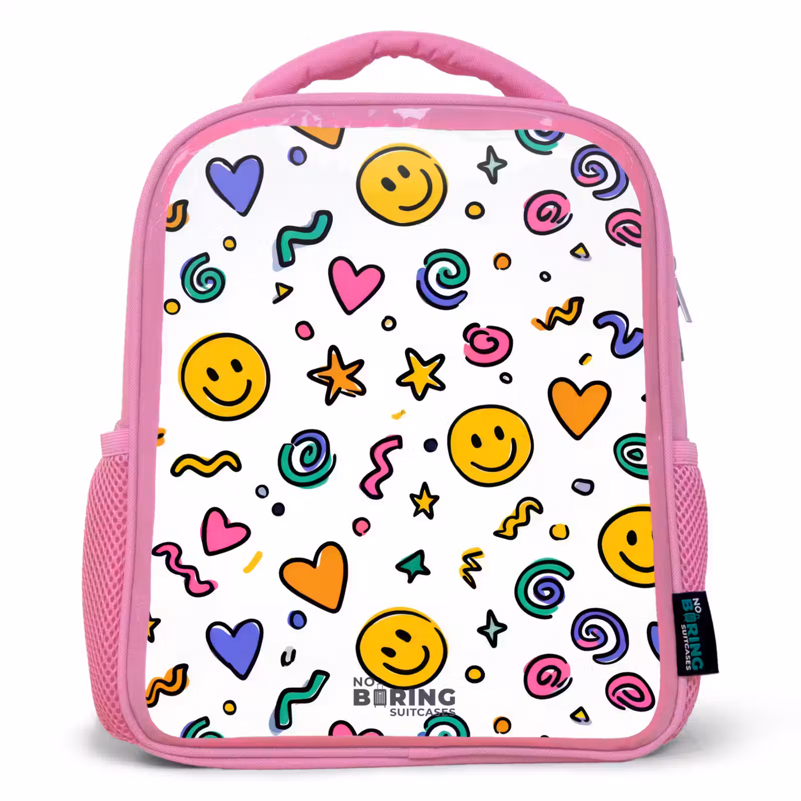 Rugzak kind met naam - Roze Smiley - Hartje - Ster — 1