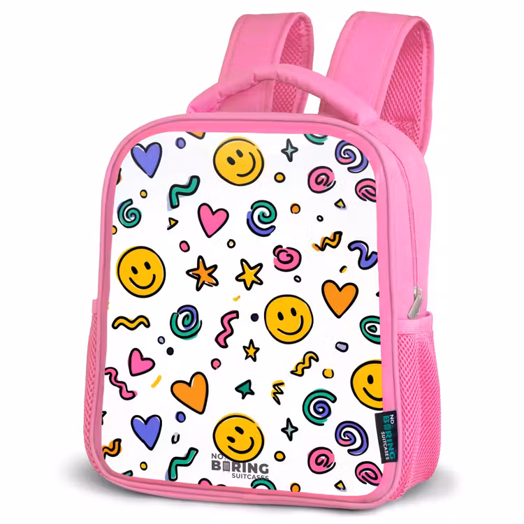 Rugzak kind met naam - Roze Smiley - Hartje - Ster — 4