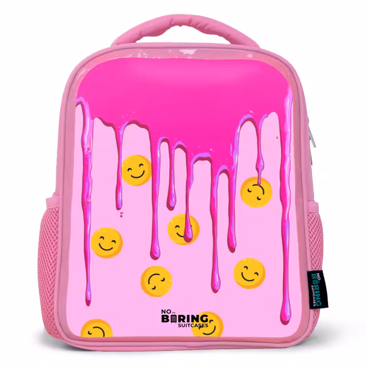 Rugzak kind met naam - Roze Verf - Smiley - Roze — 1