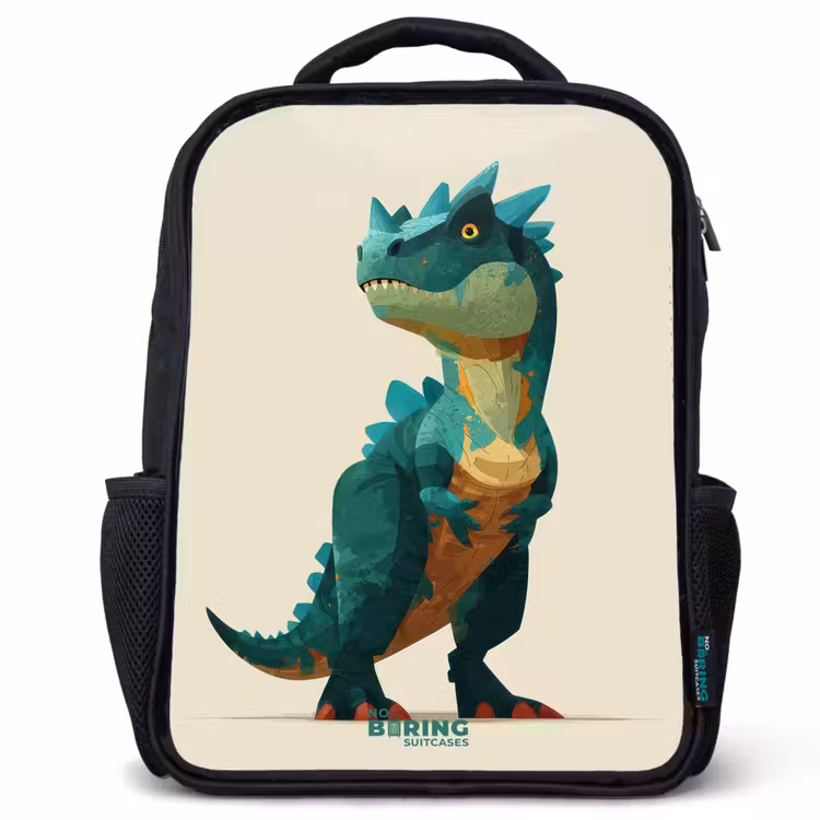 Rugzak kind - Zwart - Gehoornde dino met scherpe blik — 1