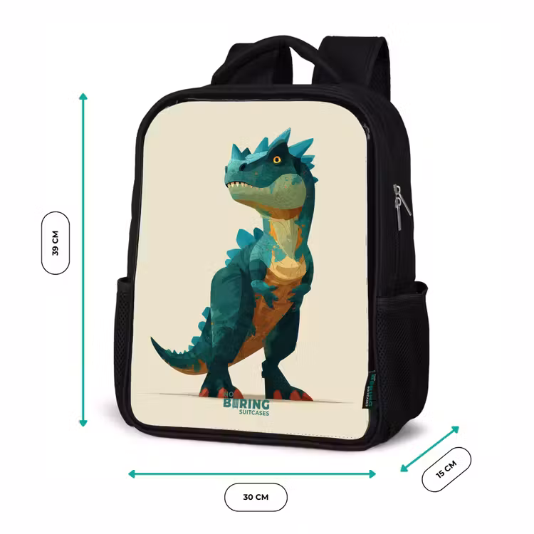 Rugzak kind - Zwart - Gehoornde dino met scherpe blik — 5