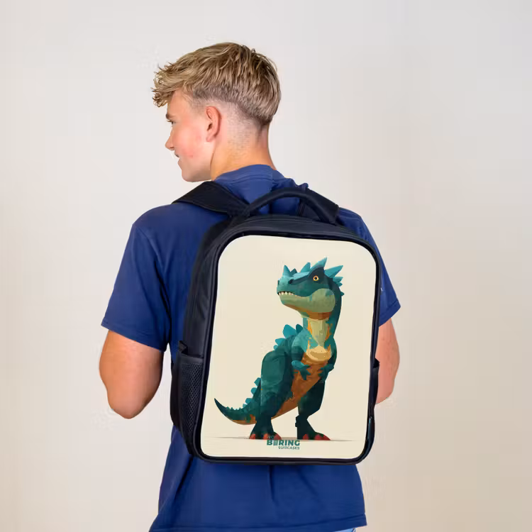 Rugzak kind - Zwart - Gehoornde dino met scherpe blik — 6