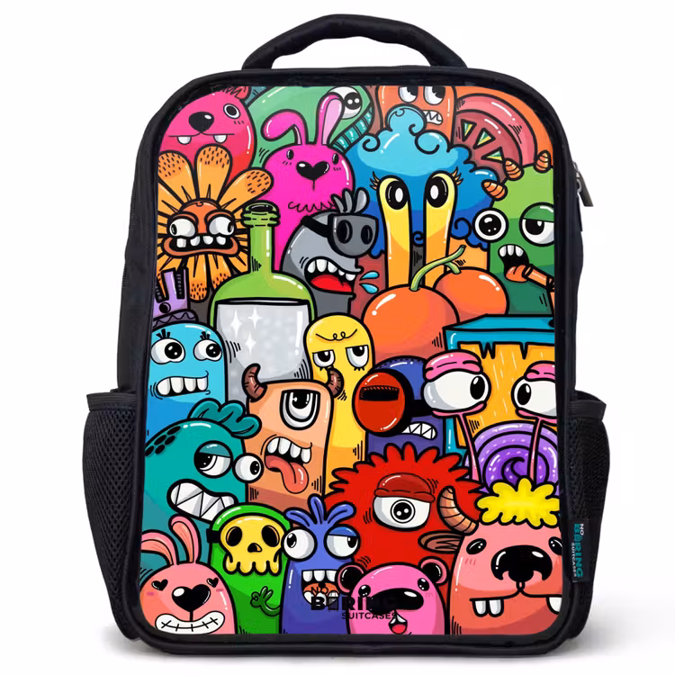 Rugzak kind - Zwart - Knallende gekleurde monsters — 1