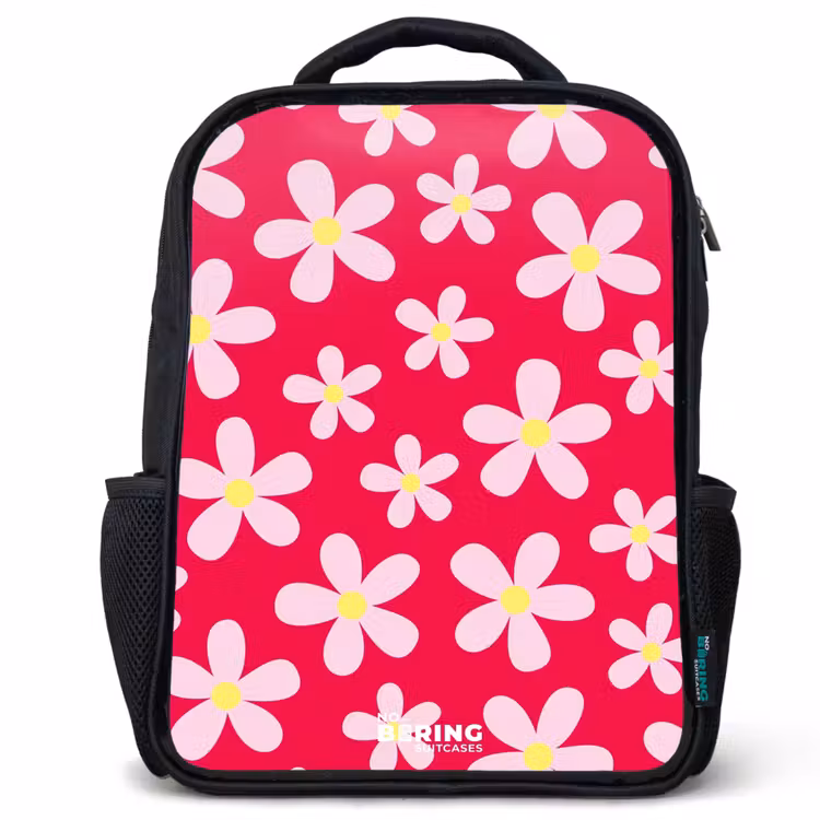 Rugzak kind - Zwart - Madeliefjesmania hotpink — 1