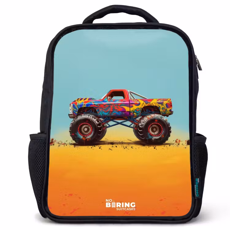 Rugzak kind - Zwart - Monstertruck met Graffiti Print in het Zand — 1