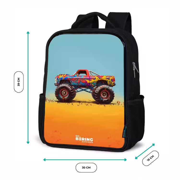 Rugzak kind - Zwart - Monstertruck met Graffiti Print in het Zand — 5