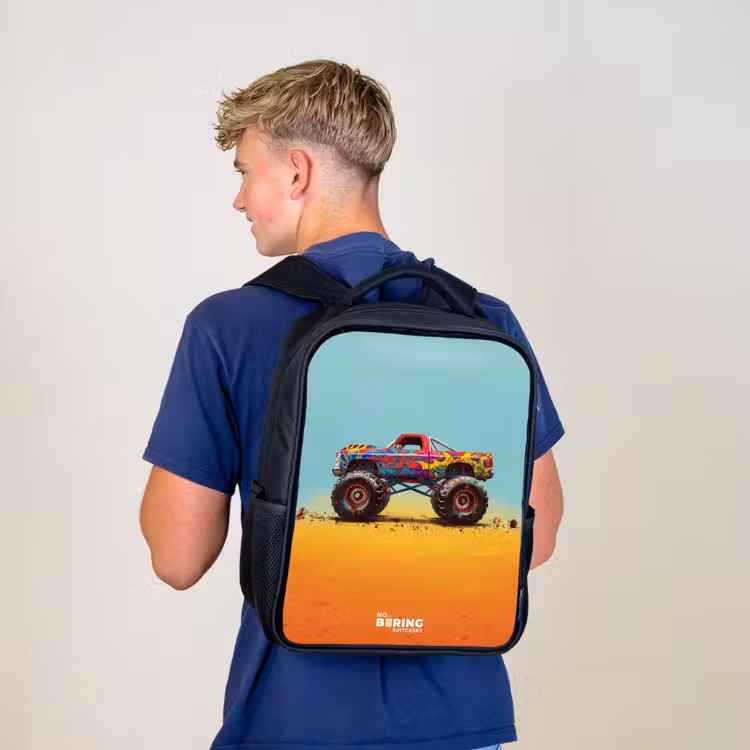 Rugzak kind - Zwart - Monstertruck met Graffiti Print in het Zand — 6