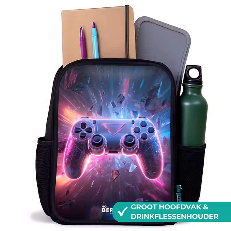 Rugzak kind met naam - Zwart - Game - Controller - Neon — 4