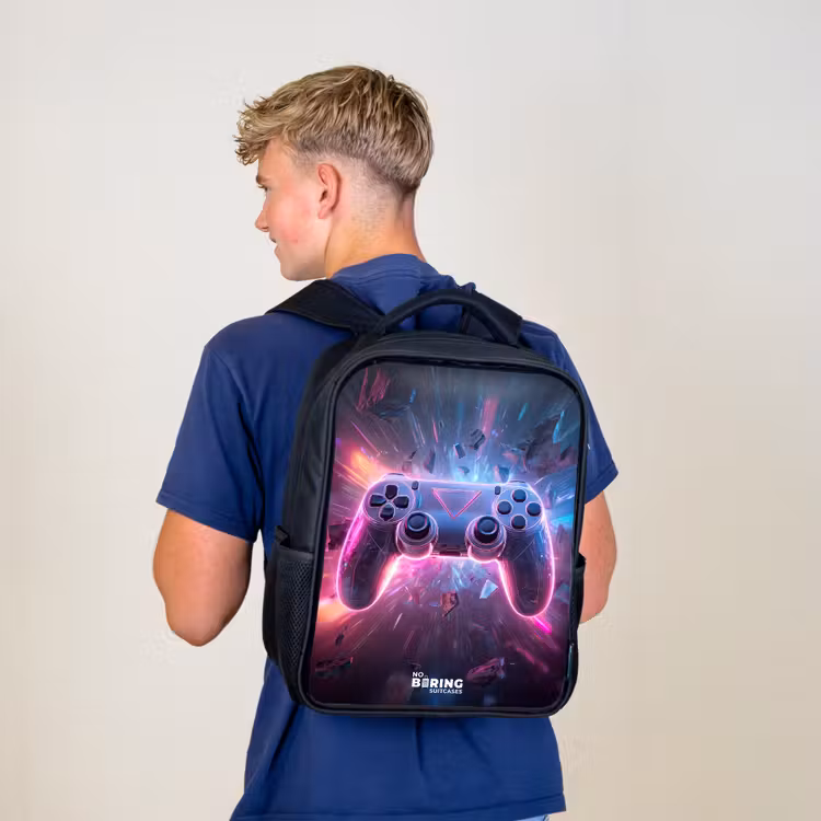 Rugzak kind met naam - Zwart - Game - Controller - Neon — 6