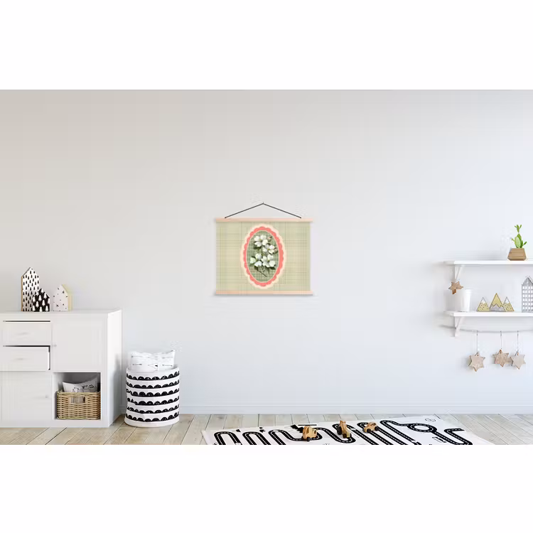 Schoolplaat - Bloemen - Illustratie - Geruit - Groen — 3