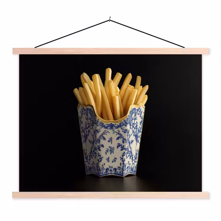 Schoolplaat - Friet - Porselein - Delfts blauw - Eten — 1