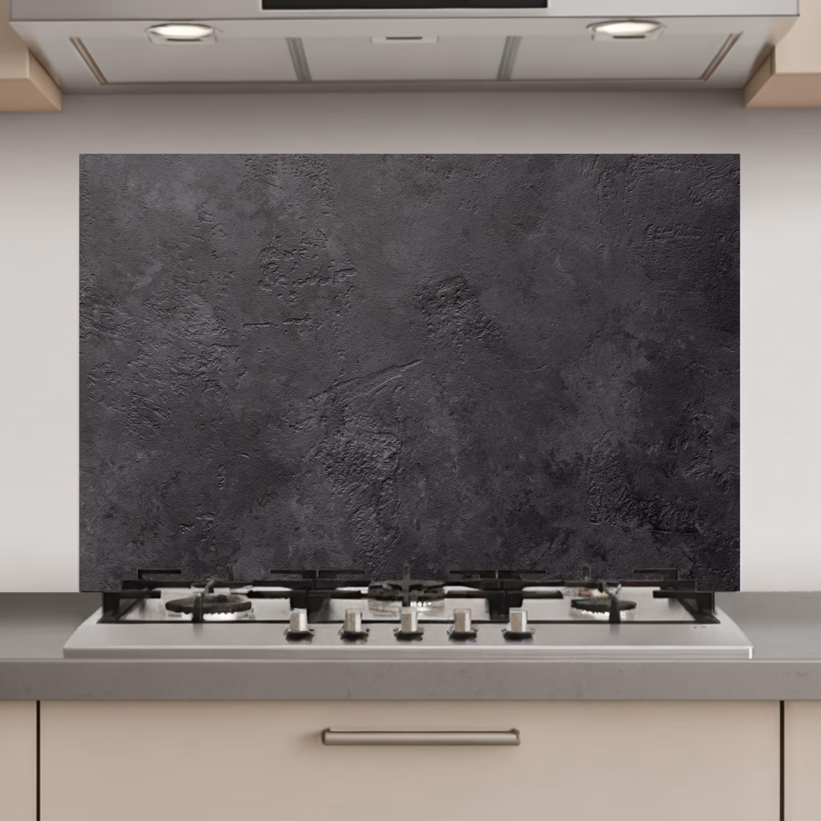Spatscherm keuken - Beton - Structuur - Industrieel - Zwart - Grijs — 1