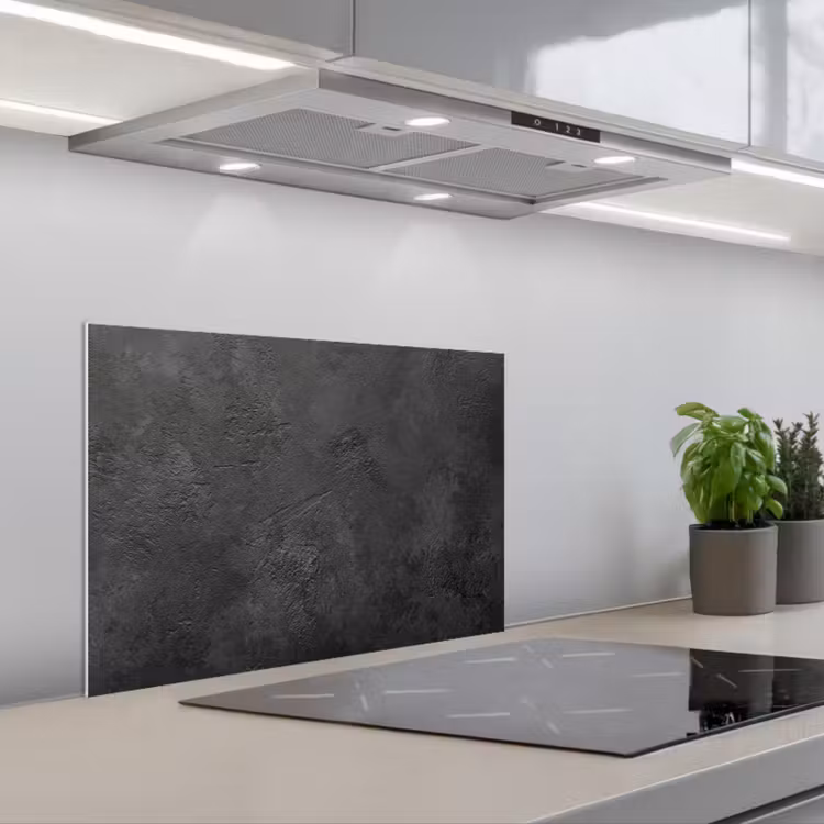 Spatscherm keuken - Beton - Structuur - Industrieel - Zwart - Grijs — 5