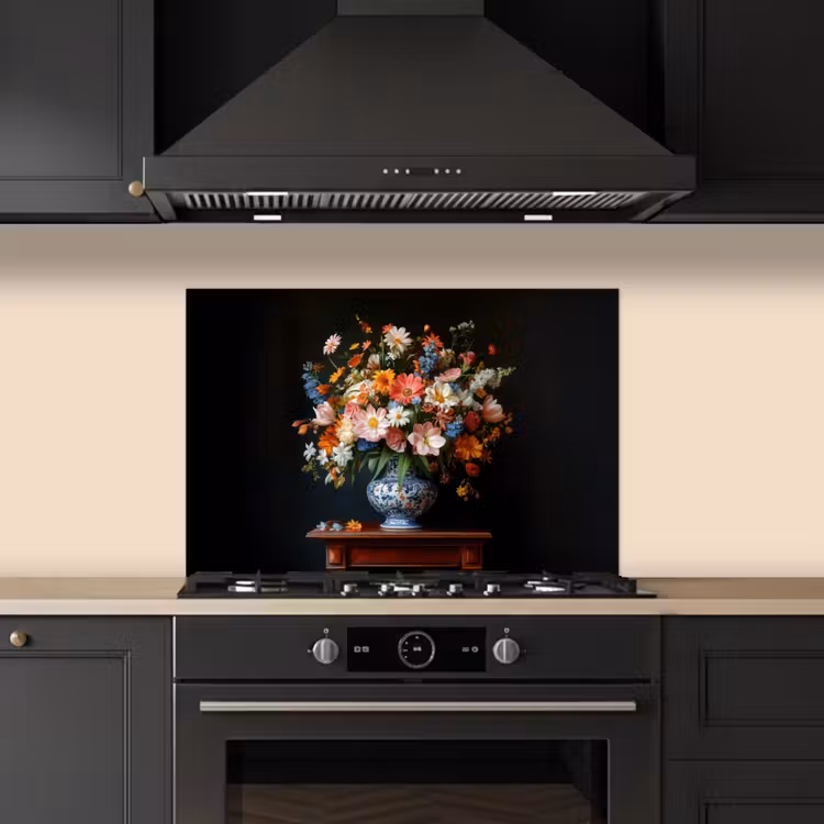Spatscherm keuken - Boeket - Roze - Bloemen - Vaas — 2