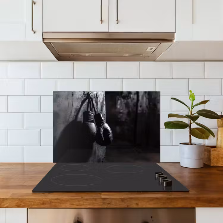 Spatscherm keuken - Bokshandschoenen - Muur - Duister - Zwart — 6