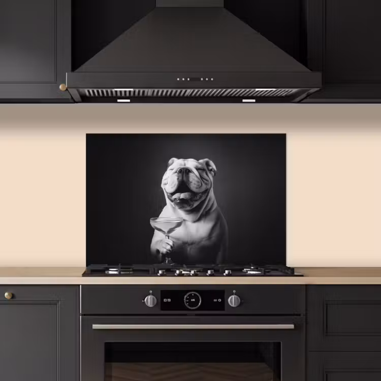 Spatscherm keuken - Buldog - Hond - Glas — 2
