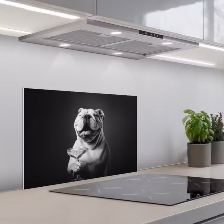 Spatscherm keuken - Buldog - Hond - Glas — 5