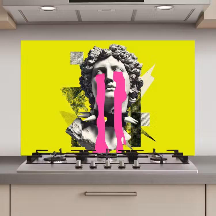 Spatscherm keuken - Buste - Verf - Geel — 1