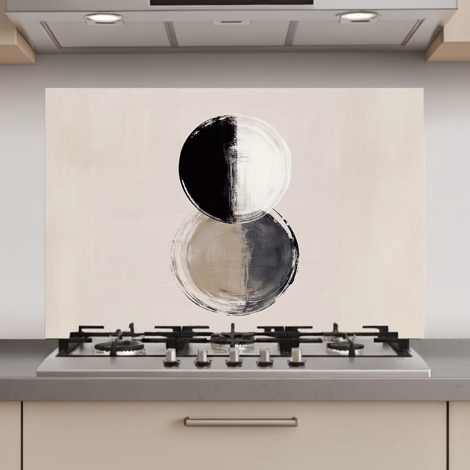 Spatscherm keuken - Cirkels - Strepen - Minimalistisch - Zwart — 1