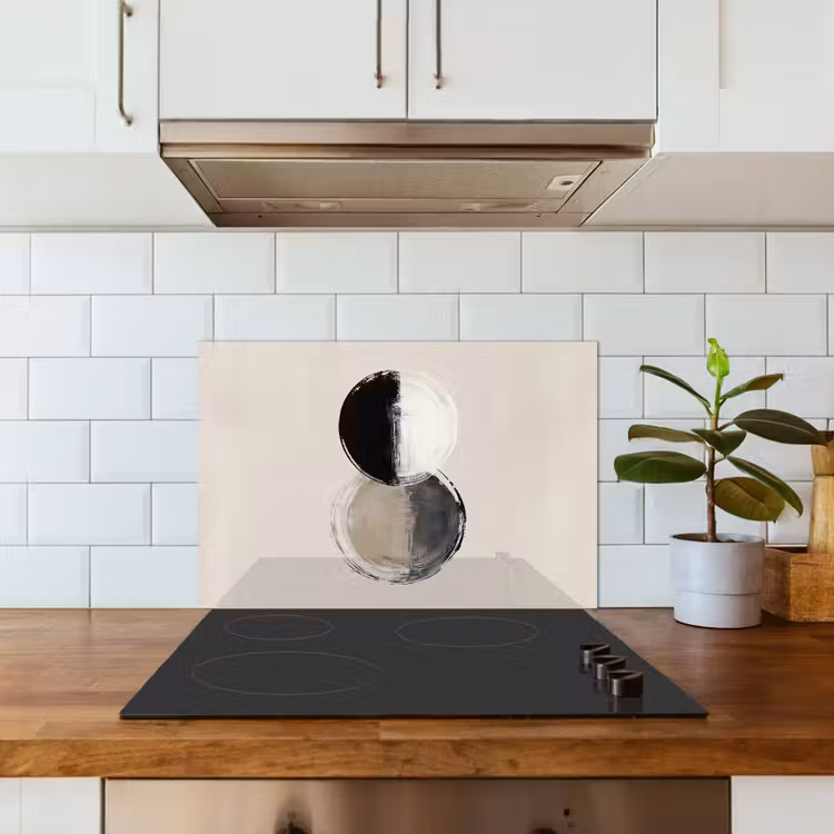 Spatscherm keuken - Cirkels - Strepen - Minimalistisch - Zwart — 6